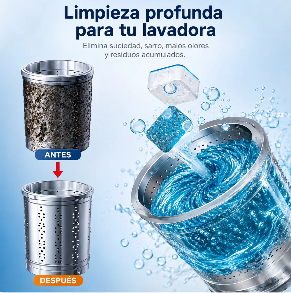 Pack 60 pastillas limpiadoras para lavadora - deja tu lavadora como nueva