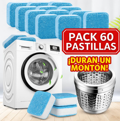Pack 60 pastillas limpiadoras para lavadora - deja tu lavadora como nueva